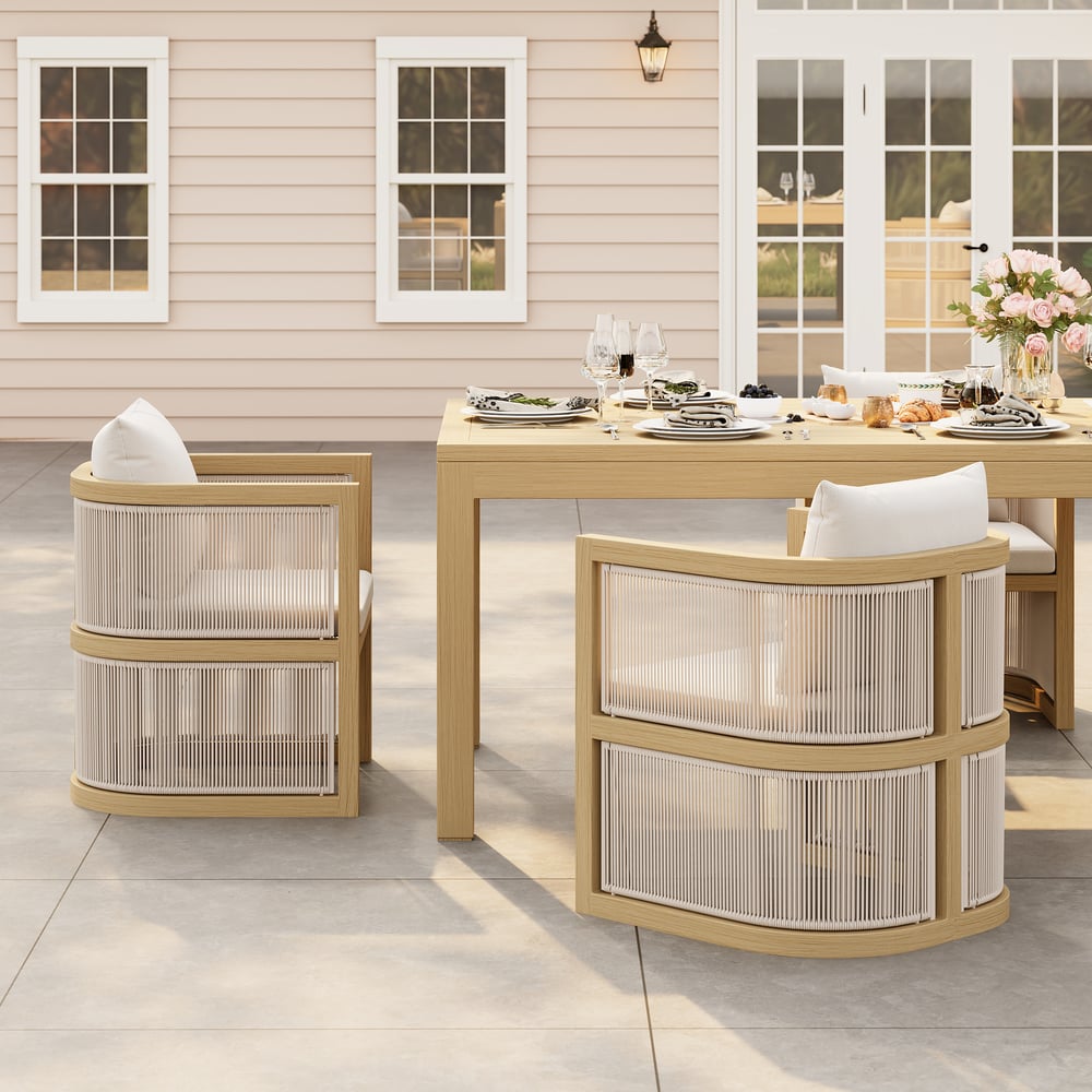 Questions et Réponses pour Ensemble de 2 chaises de salle à manger Wevara noyer et flocons d'avoine en aluminium et cordes