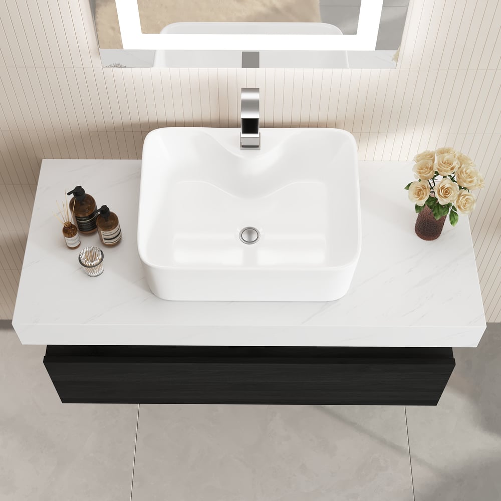 Customer Reviews for 1000mm Modern Floating Bathroom Vanity Set With Single Basin White and Black