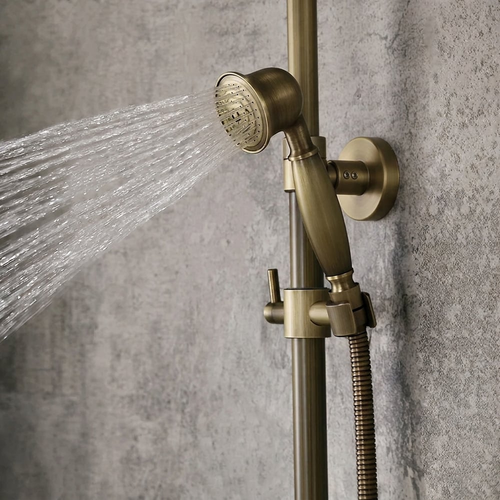 Avis Clients sur Classique Douche à Pluie Set de Douche Douchette avec Robinet de Remplissage de Baignoire Levier Simple en Laiton Solide Bronze