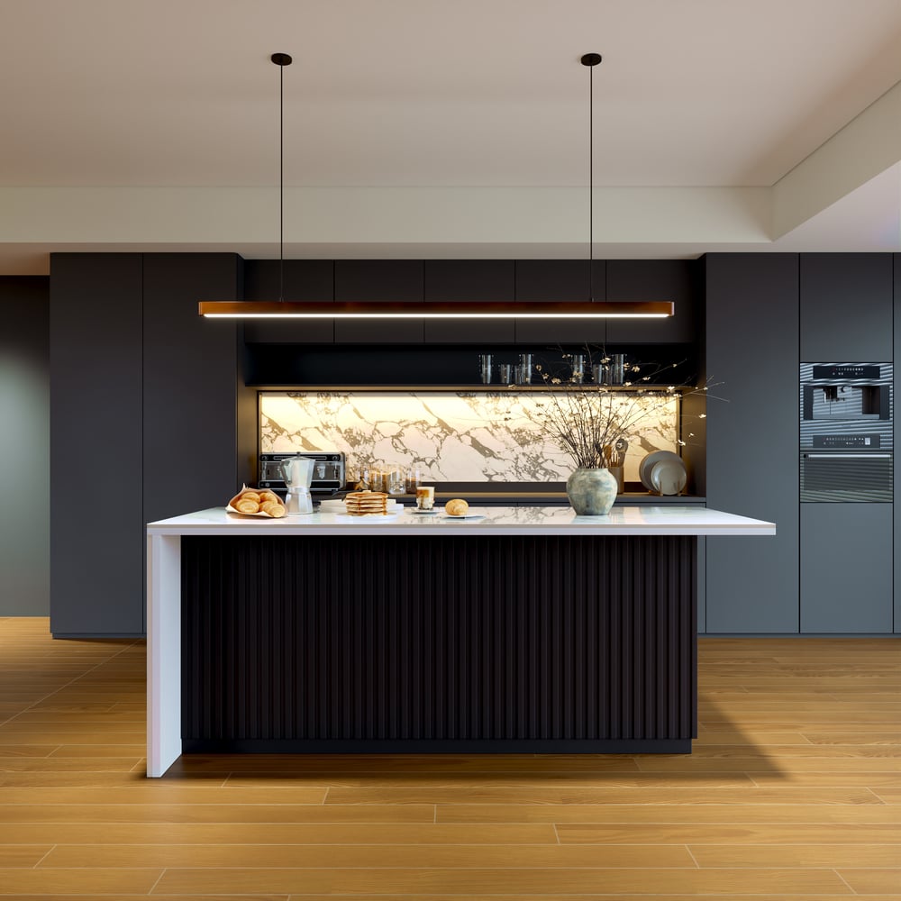 Customer Reviews for Modern 183 cm Glossy Sintered Stone Kitchen Island with Drawers & Cabinets, White & Black
