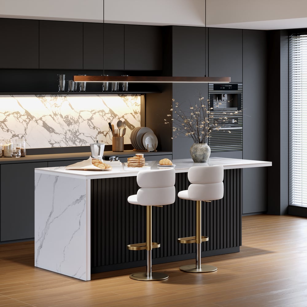 Customer Reviews for Modern 183 cm Glossy Sintered Stone Kitchen Island with Drawers & Cabinets, White & Black