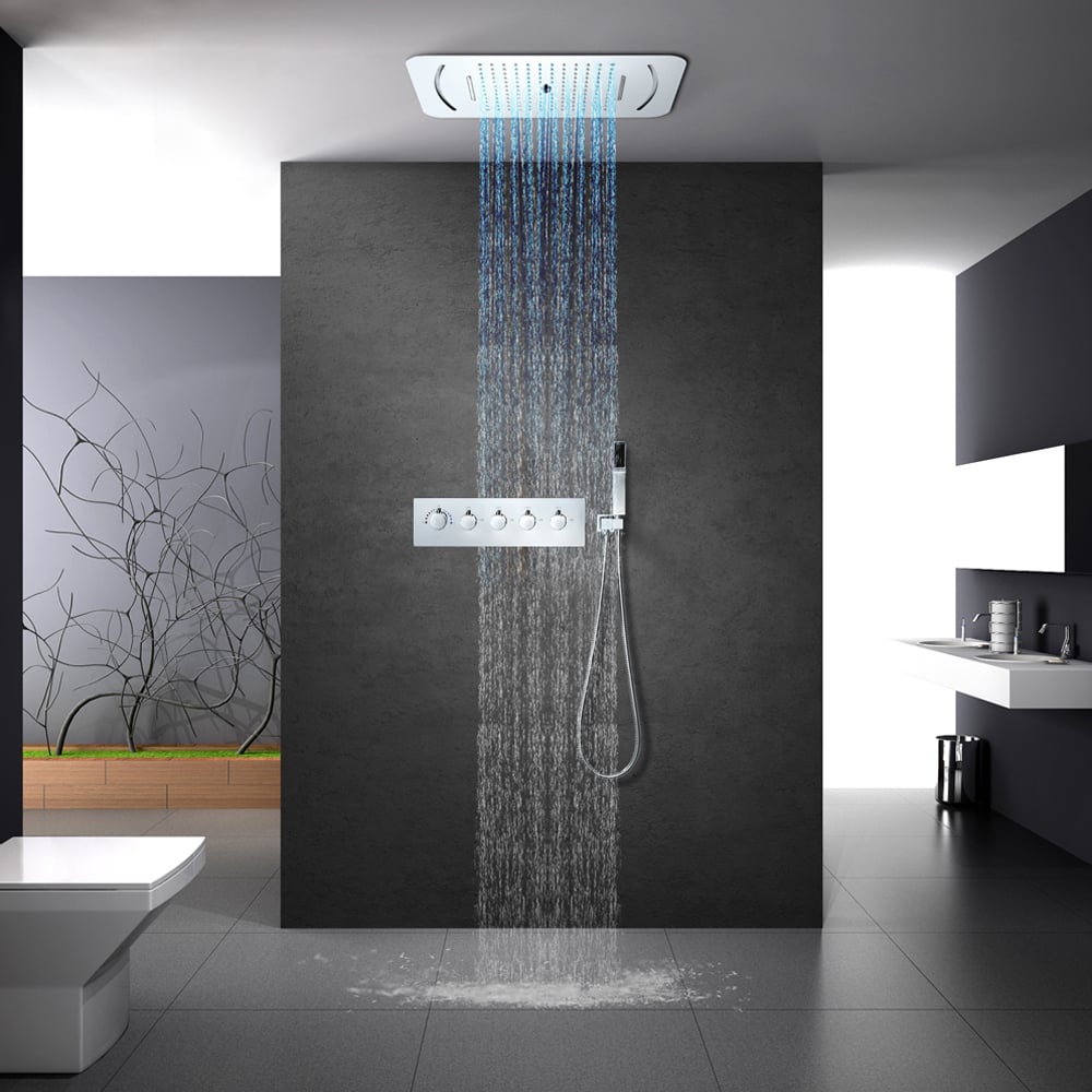 Questions and Answers for Wall-Mounted 580mm Shower Sets in Polished Chrome Rainfall 4 Functions Thermostatic