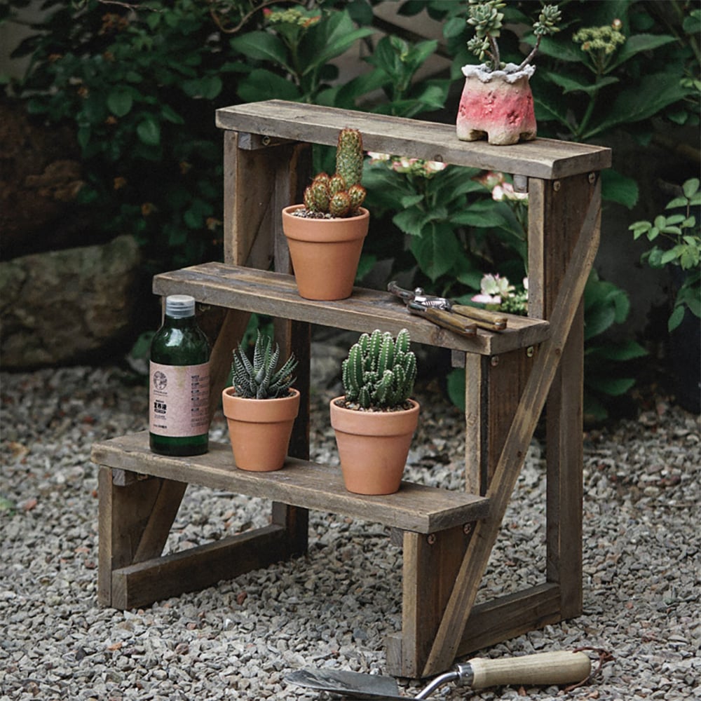 Customer Reviews for Wooden 3-Tier Plant Pots Stand Ladder Shelf for Outdoor