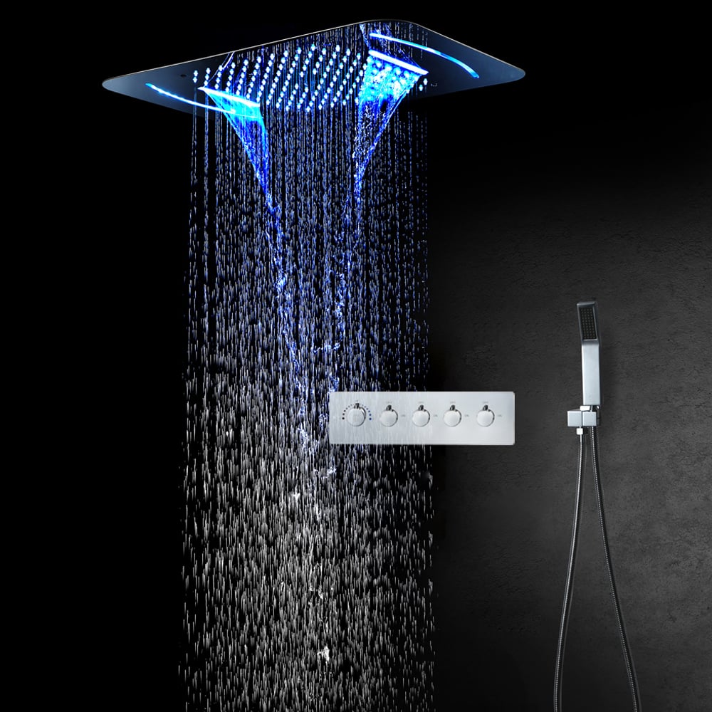 Questions and Answers for Wall-Mounted 580mm Shower Sets in Polished Chrome Rainfall 4 Functions Thermostatic