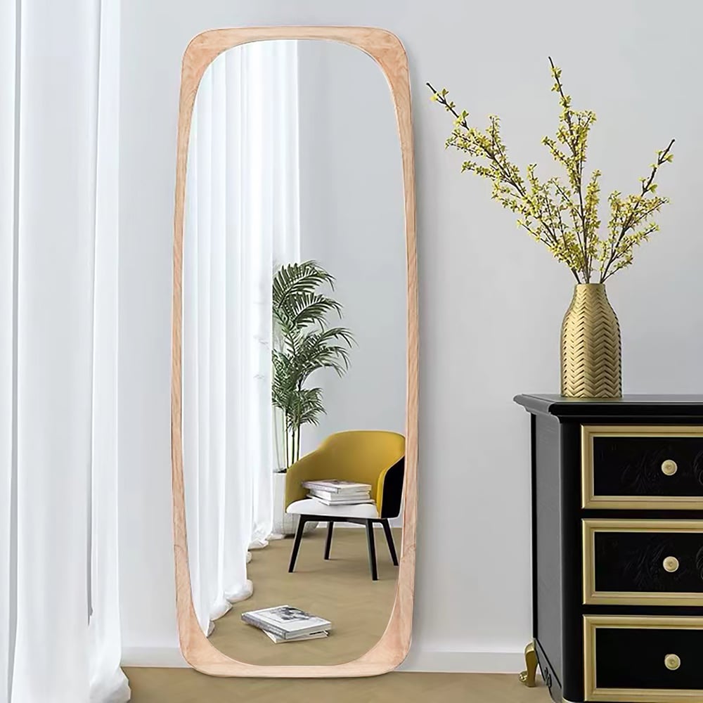 Customer Reviews for Rectangle Full Length Floor Mirror Wood Frame 175cm Leaning Mirror Natural