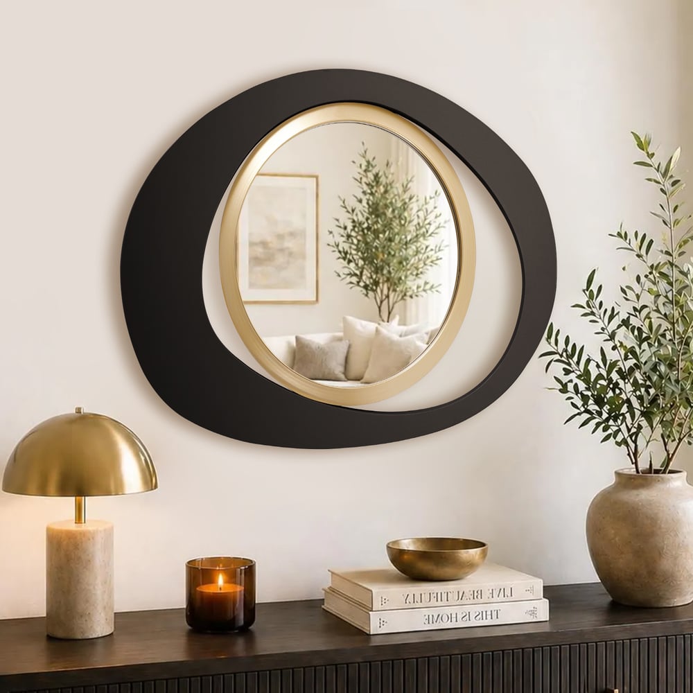 Customer Reviews for Abstract Wall Mirror, Matte Black and Gold, Horizontal or Vertical
