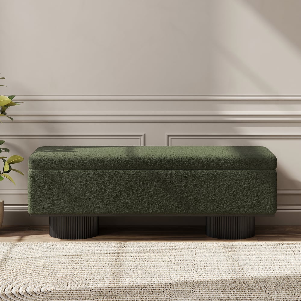 Questions and Answers for Teddy Fabric Fluffy Faux Fur Flip Top Wood Storage Entryway Bench