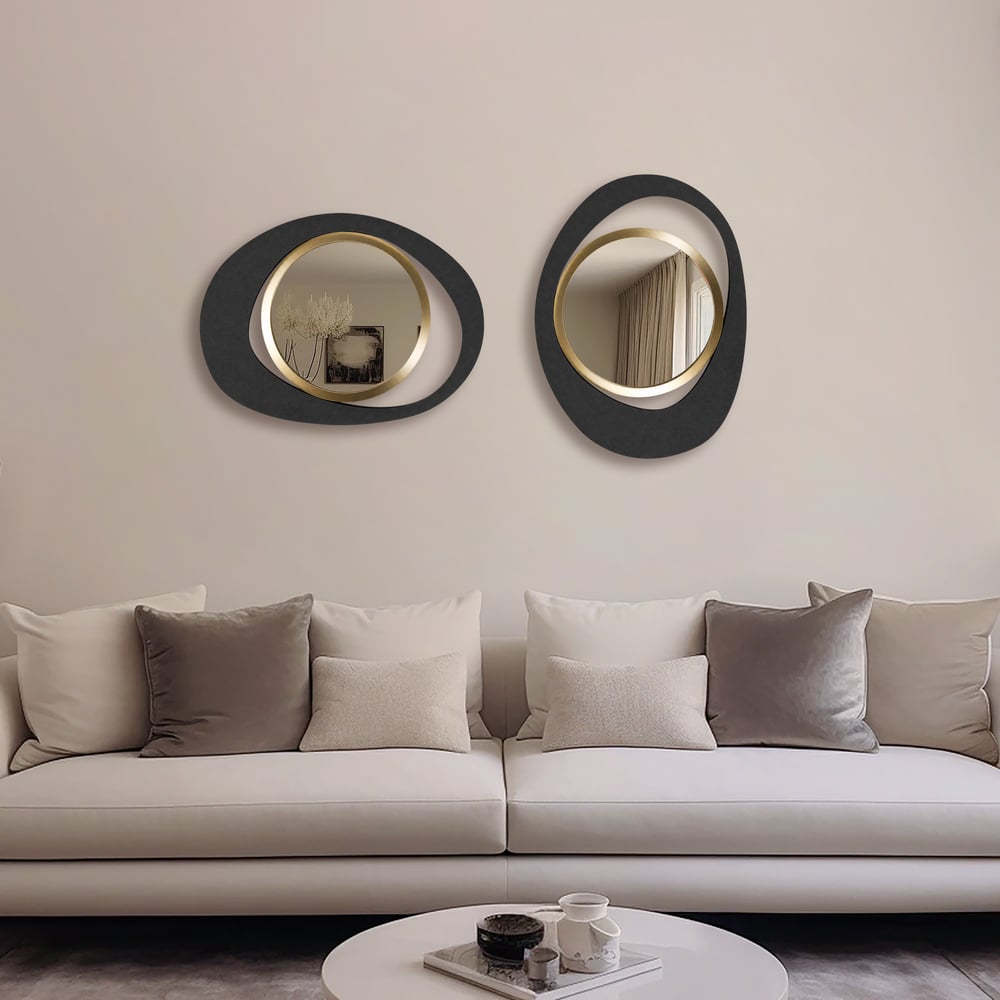 Customer Reviews for Abstract Wall Mirror, Matte Black and Gold, Horizontal or Vertical