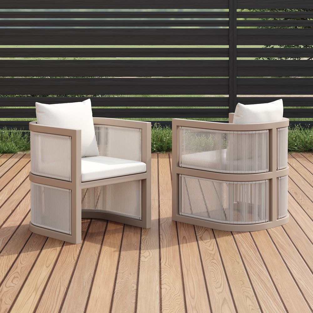 Questions and Answers for Wevara 2 Pieces Modern Aluminum & Ropes Outdoor Dining Chair Set in Sand & Oatmeal