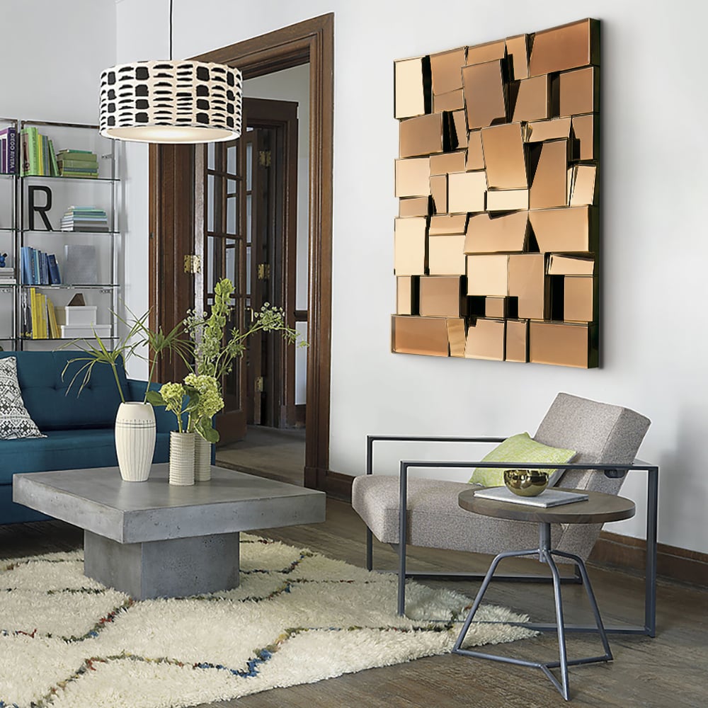 Questions and Answers for 39" Brown Glass Wall Mirror Geometric Decorative Mirror Vertical & Horizontal Mounting