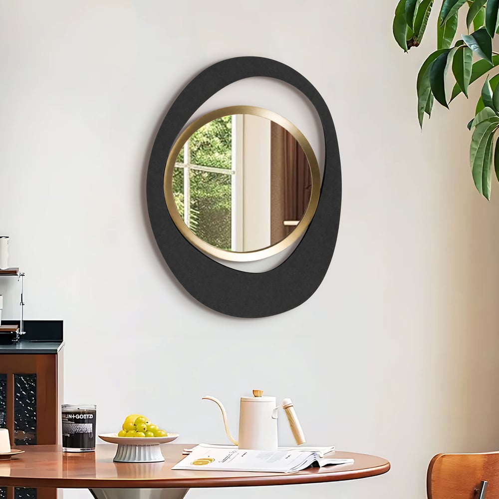 Customer Reviews for Abstract Wall Mirror, Matte Black and Gold, Horizontal or Vertical
