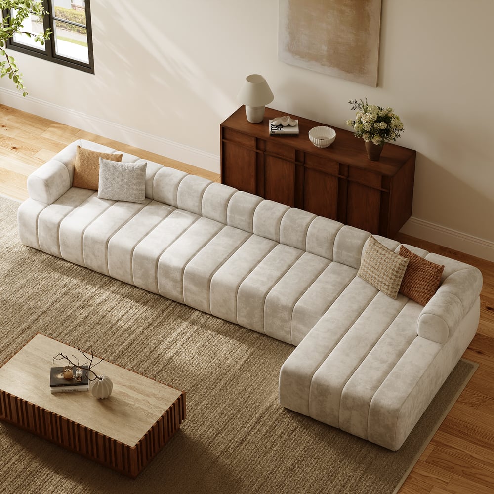 Customer Reviews for Nimbus 157" 4-Piece Channel Tufted Velvet Sectional Sofa with Chaise