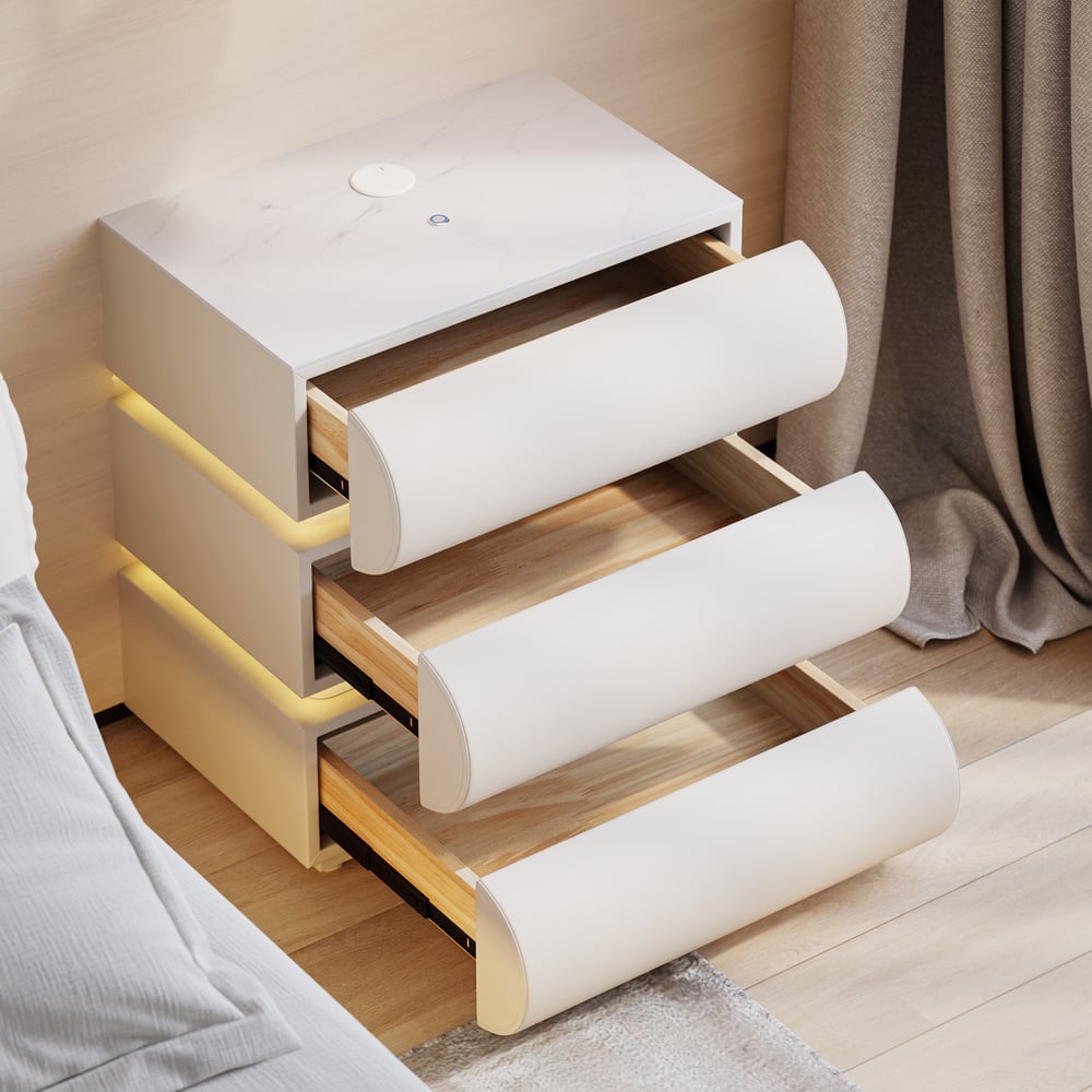 Questions and Answers for Humply Leather 3-Drawer Smart LED Nightstand