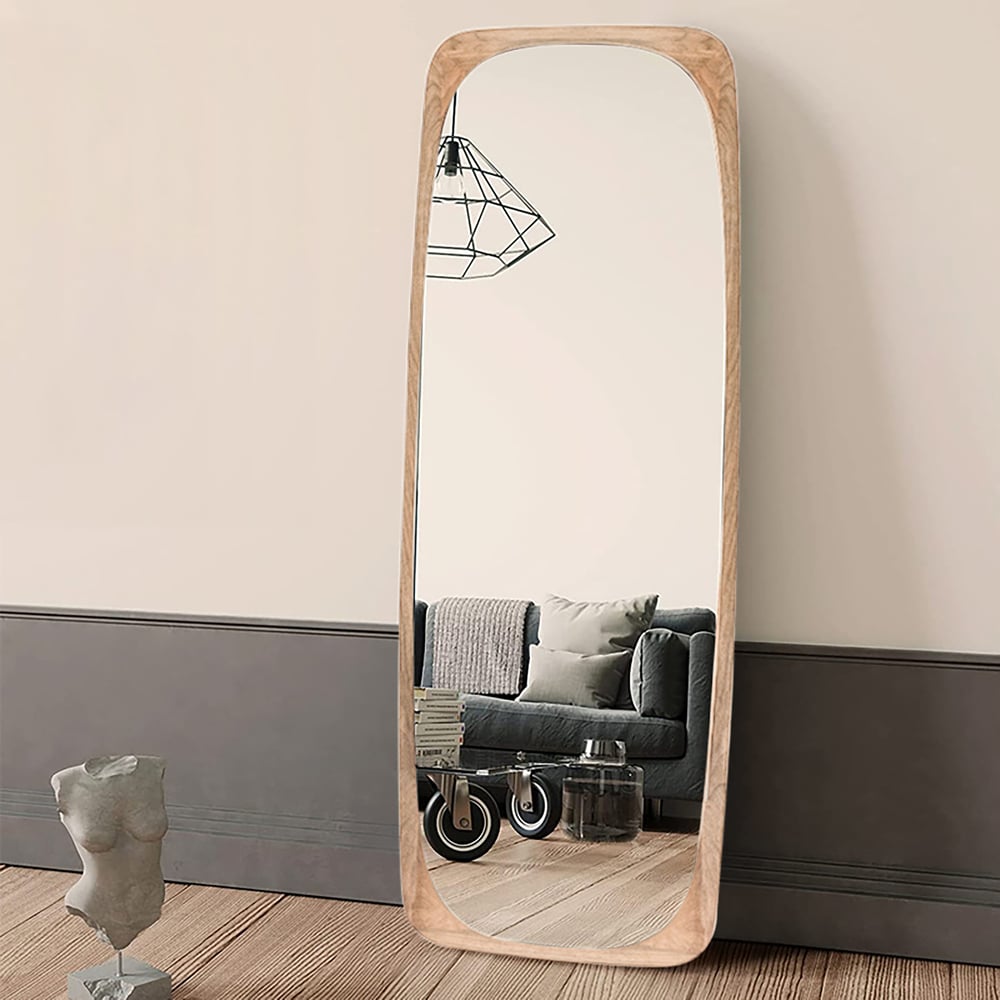 Customer Reviews for Rectangle Full Length Floor Mirror Wood Frame 175cm Leaning Mirror Natural