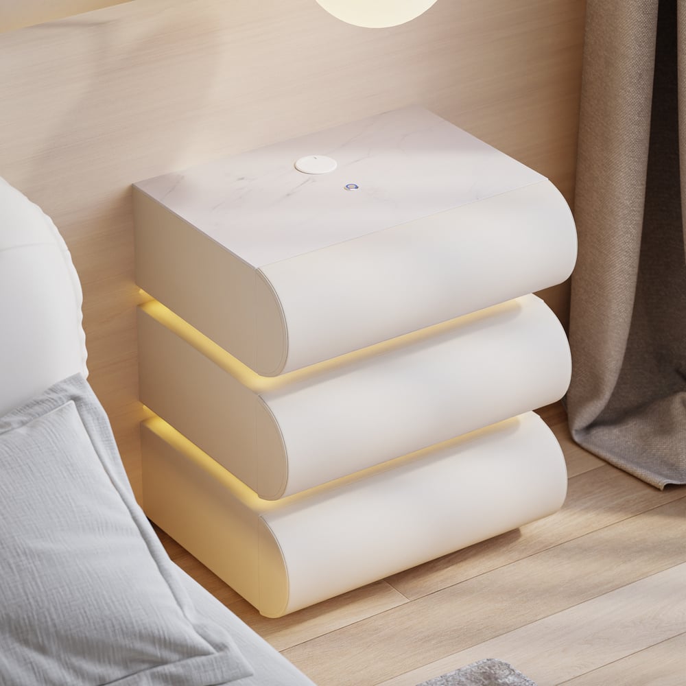Questions and Answers for Humply Leather 3-Drawer Smart LED Nightstand