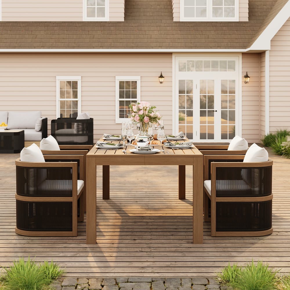 Customer Reviews for Wevara 7-Piece Outdoor Rope Weave Dining Set with 6 Chairs