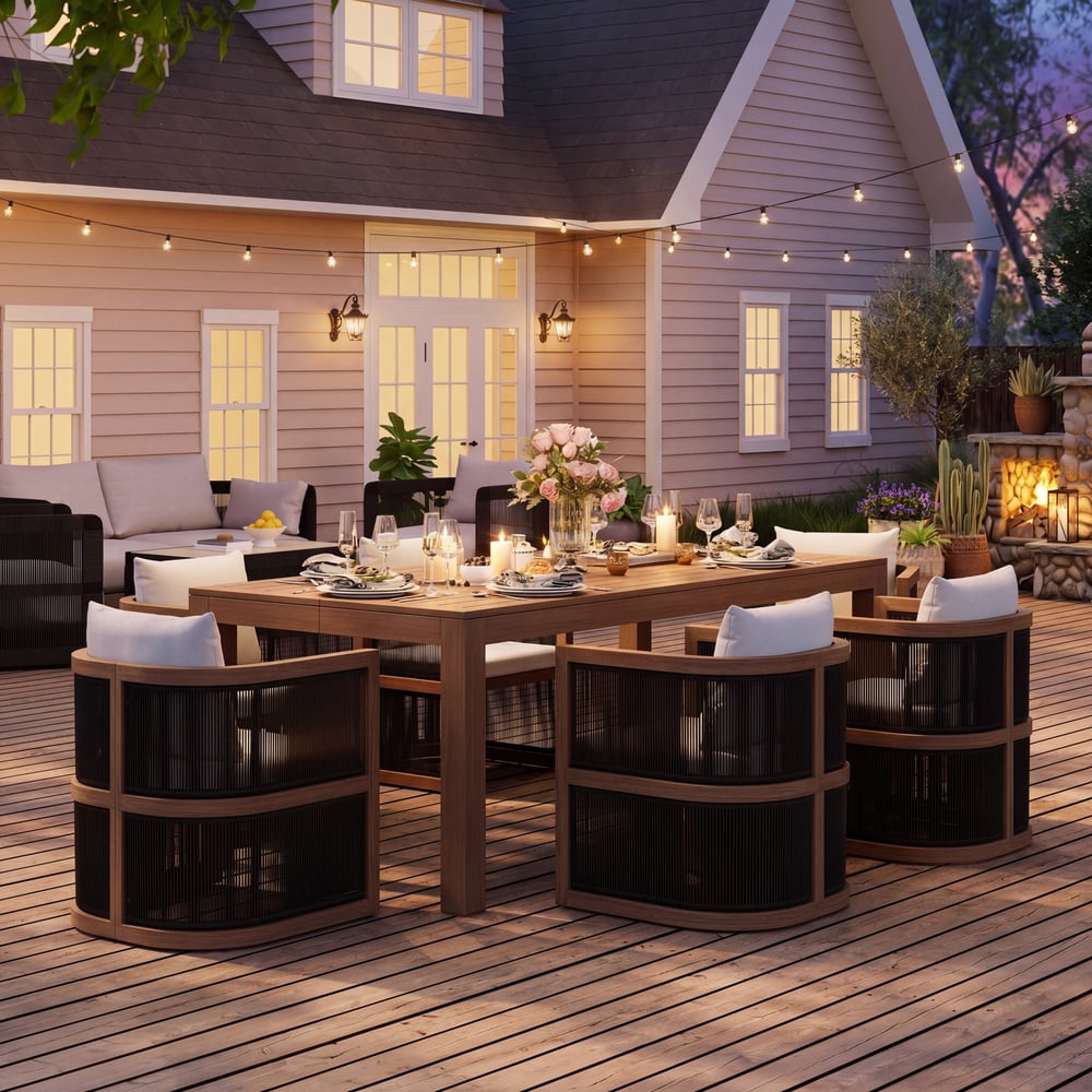 Customer Reviews for Wevara 7-Piece Outdoor Rope Weave Dining Set with 6 Chairs