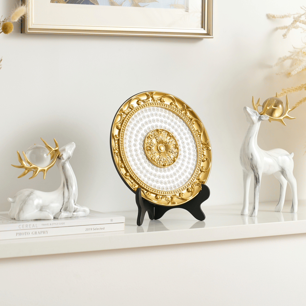 Customer Reviews for 3 pcs Golden Deer Figurine with Decorative Plate Set, Luxury Resin Animal Sculptures