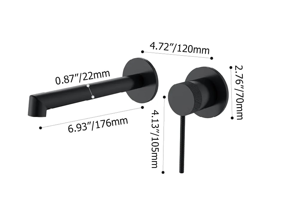 Grifo monomando de pared para lavabo de baño latón negro pesos dimensiones imagen