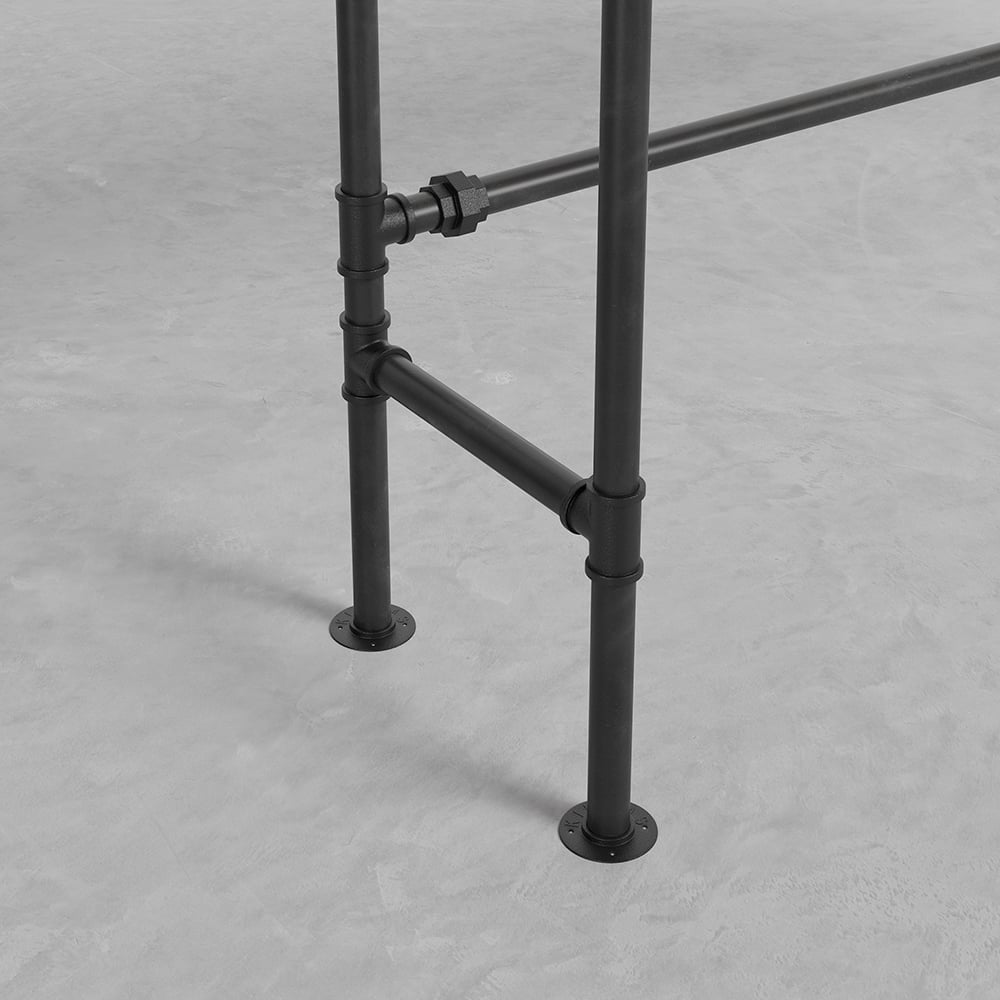 2000mm Industrial Rectangular Natural Wood Bar Height Table with Footrest window image