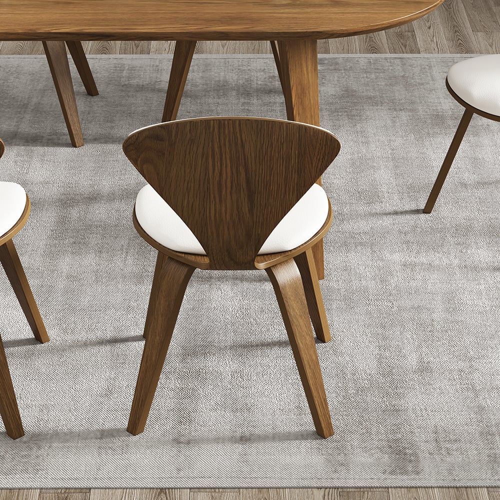 Sweetcrispy Set Di 4 Sedie Da Pranzo In PU Bianco - Stile Mid-Century, Gambe In Legno, Imbottite, Portata 124kg