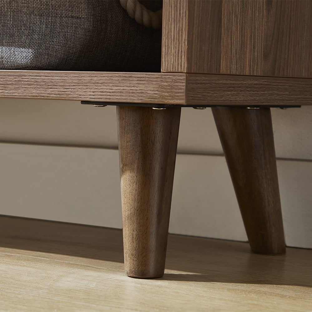 Bureau de bureau réversible en forme de L en noyer moderne 1350 mm avec étagères et 1 tiroir image de fenêtre