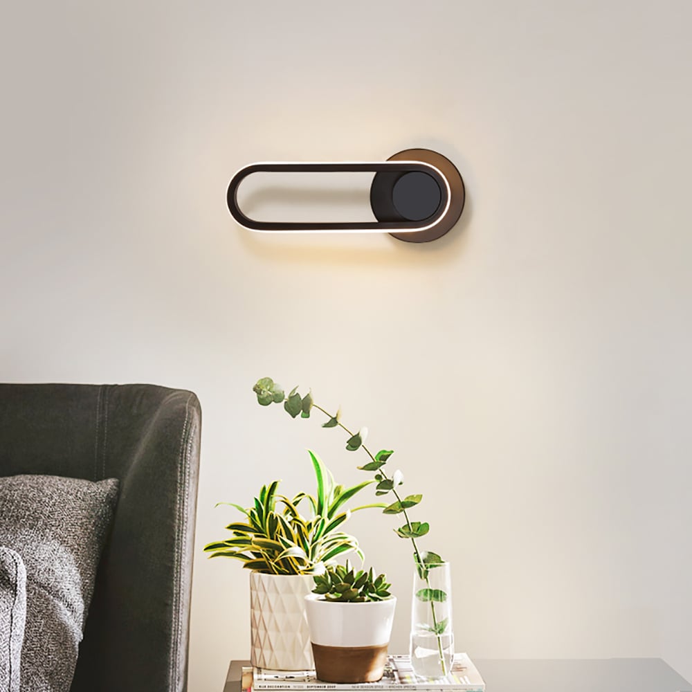 Modern Indoor LED Rotated Wall Sconce in Black window image