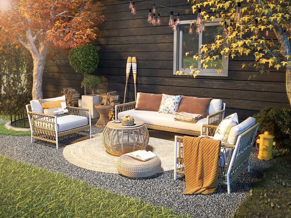 Poltrona giratória de jardim de madeira e alumínio com almofada - bege Imagem da janela