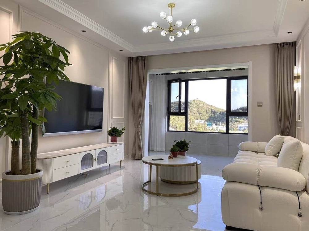 Round 2-Piece Nesting Set Sintered Stone Top Beige Coffee Table with Drawer window image