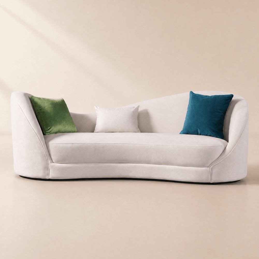 213 cm Velvet Curved Upholstered Sofa with Pillows window image