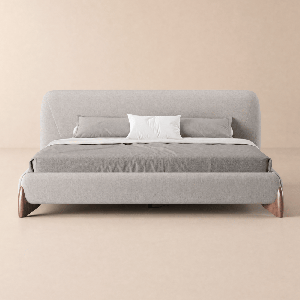 Curva King Linen Upholstered Platform Bed window image