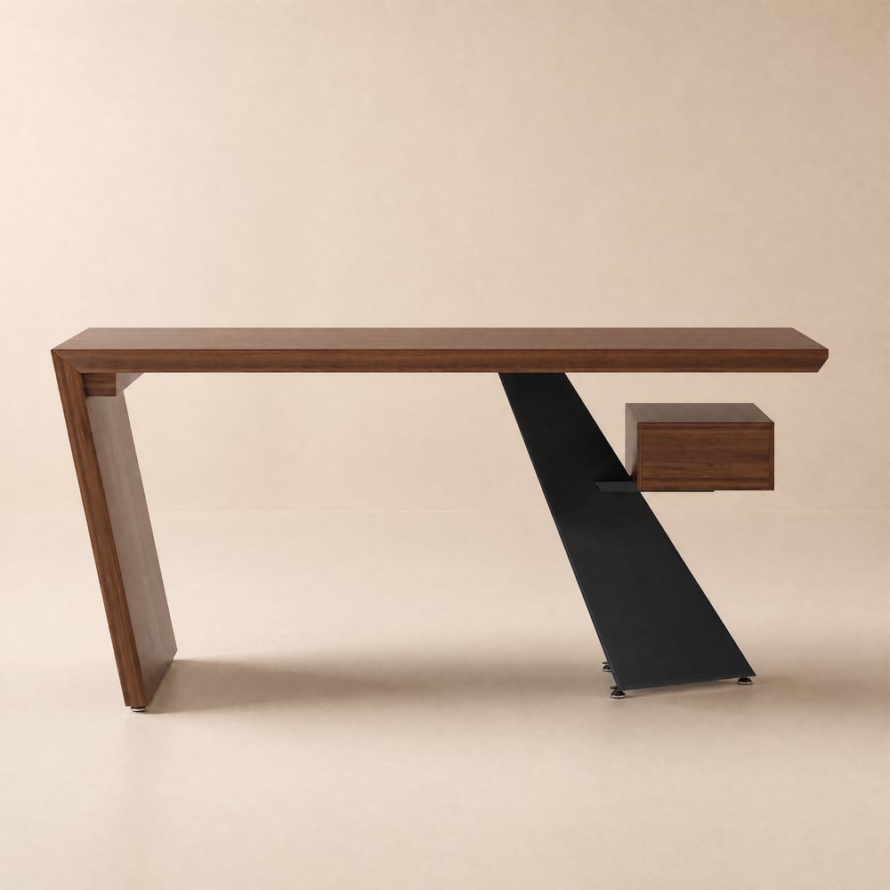 Modern 160 cm Rectangular Natural Rubberwood Desk with Drawer window image