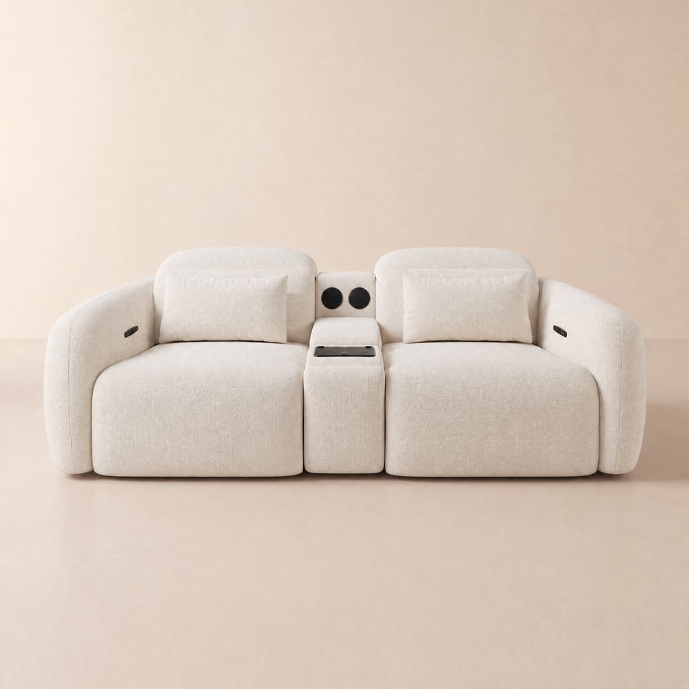 102" 2-Seater Chenille Dual-Motor Power Reclining Sofa with Multifunctional Centre Console window image