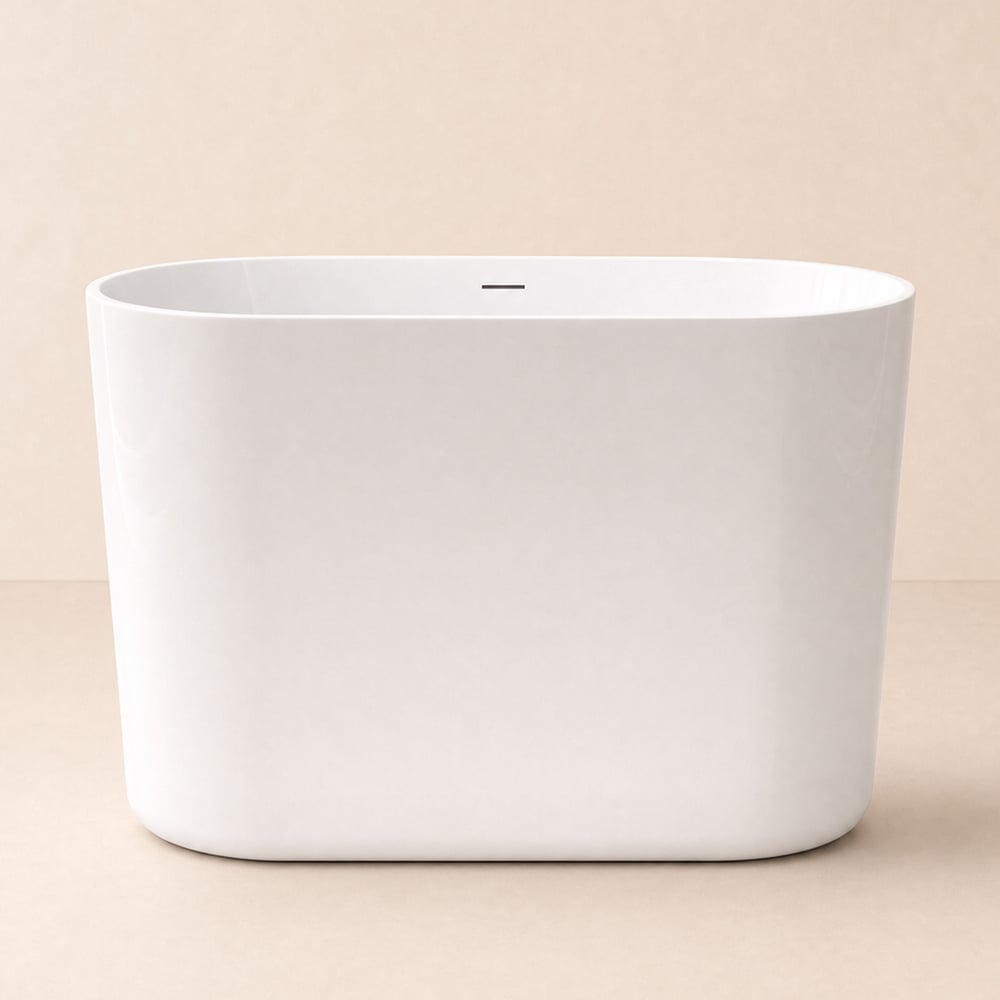 39" Compact Deep Oval Acrylic Whirlpool Bathtub with Massage Jets & Thermostatic Control window image