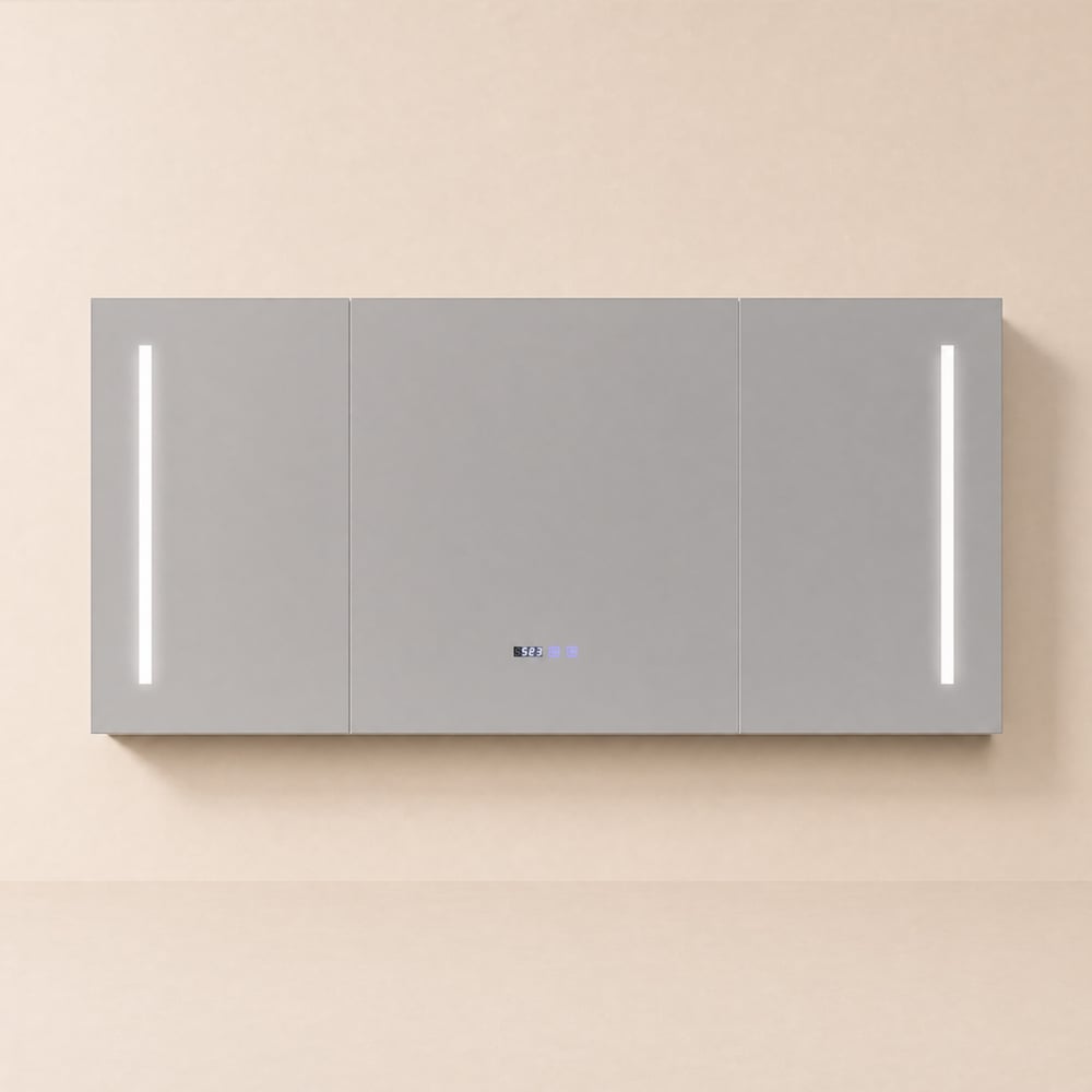 59" LED Bathroom Medicine Cabinet with Anti-Fog, Dimmable Tri-Color Lighting window image