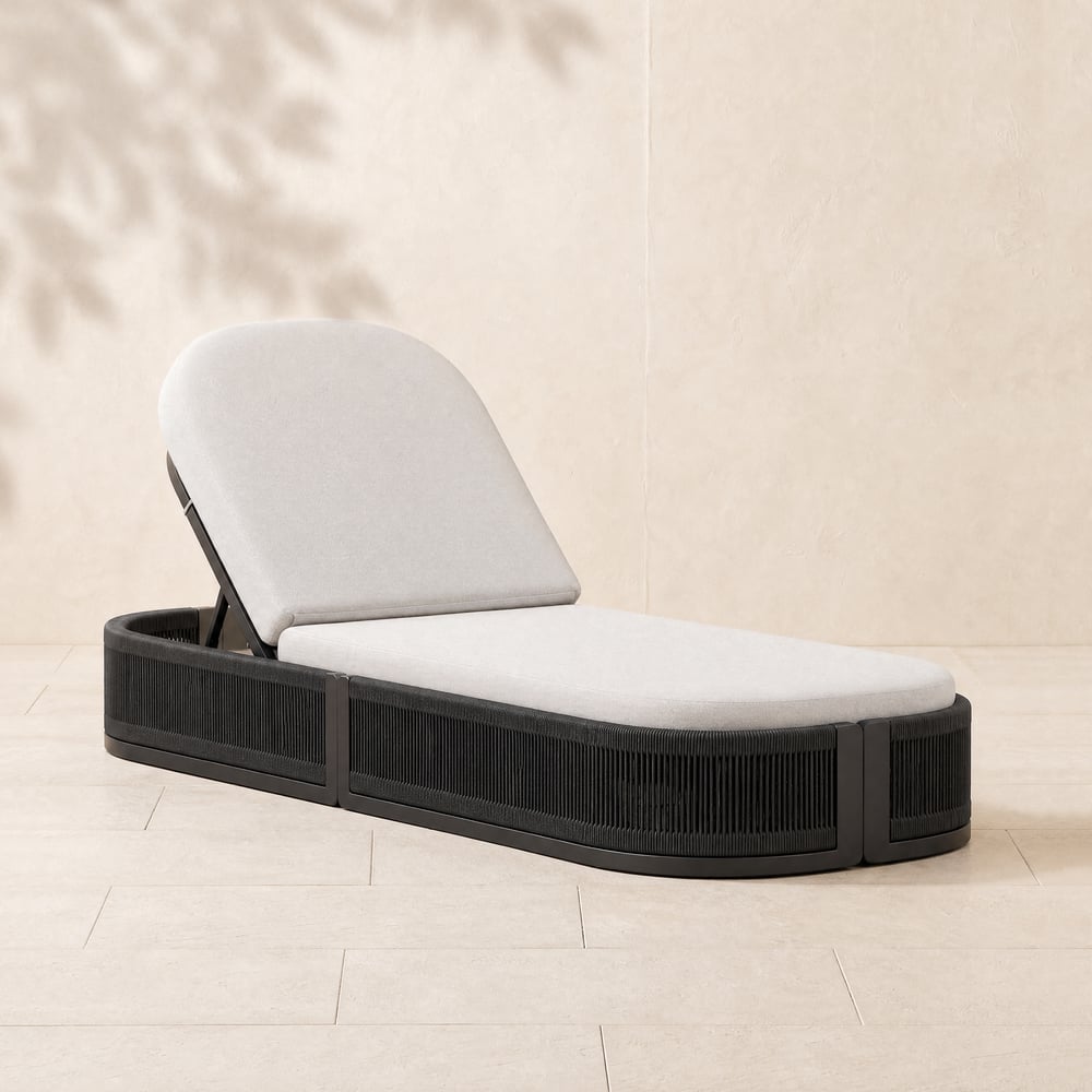 Costra Outdoor Aluminium & Rope Weave Reclining Sun Lounge in Black window image