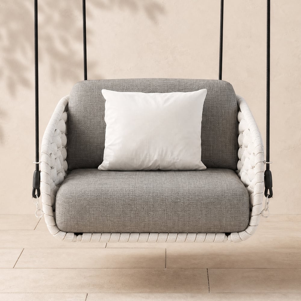 Cocaro Outdoor Rope Weave Aluminium Swing Chair with Cushion for 1 in Grey window image