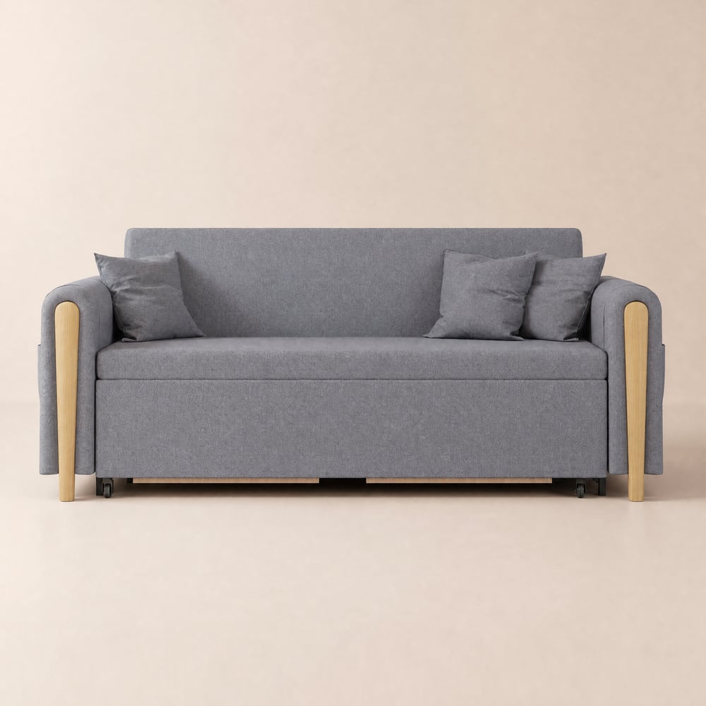 72" Full 2-Seater Linen Convertible Sleeper Sofa window image