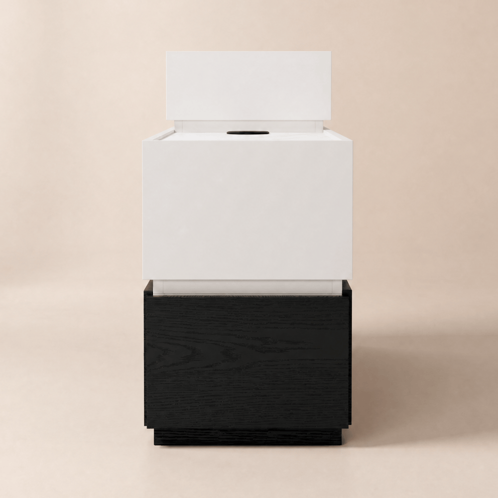 Modern 889 mm Narrow Sintered Stone End Table with USB & Storage window image