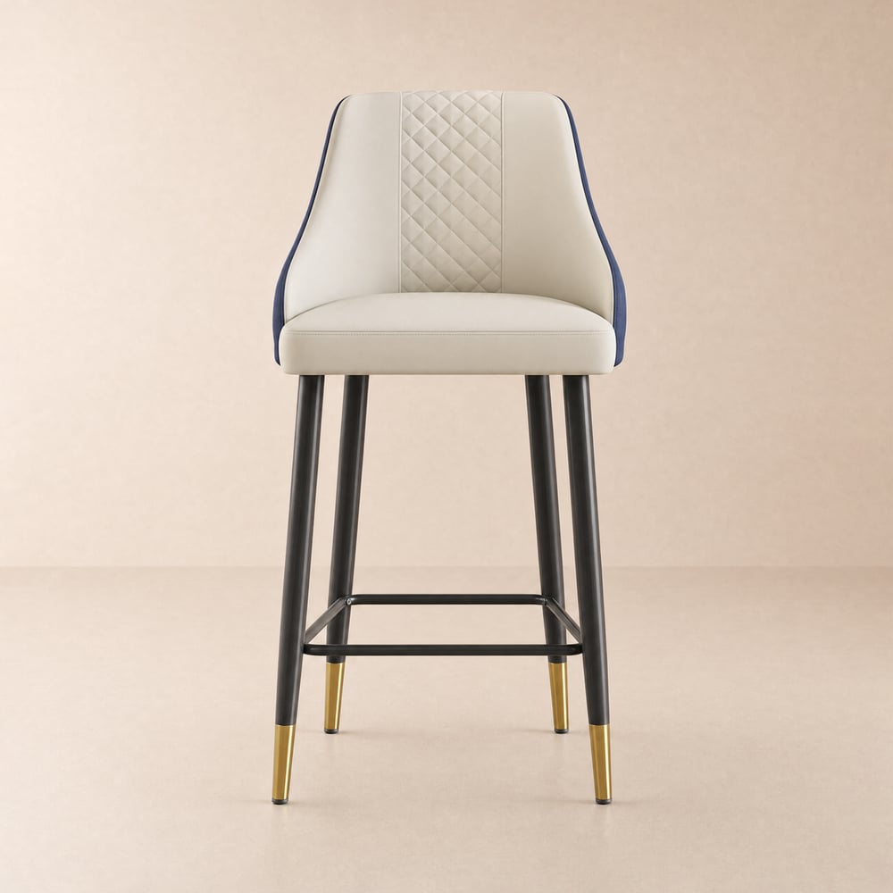 Sgabello cucina Diamic in pelle PU blu imbottito, 1 pezzo Immagine della finestra