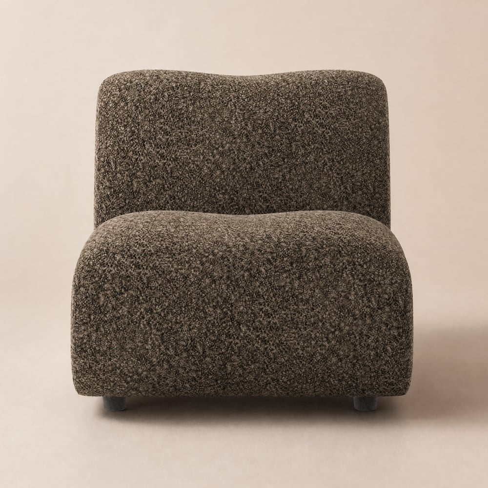 17" Performance Boucle Upholstered Curved Slipper Accent Chair window image