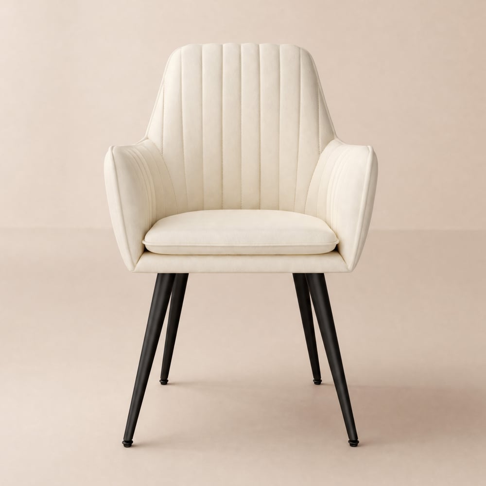 Modern Beige Velvet Dining Chair with Cushioned Seat, 2 Pieces window image