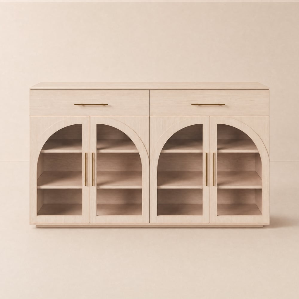 Arune 160 cm Natural Wood Sideboard with Storage & LED Lights window image