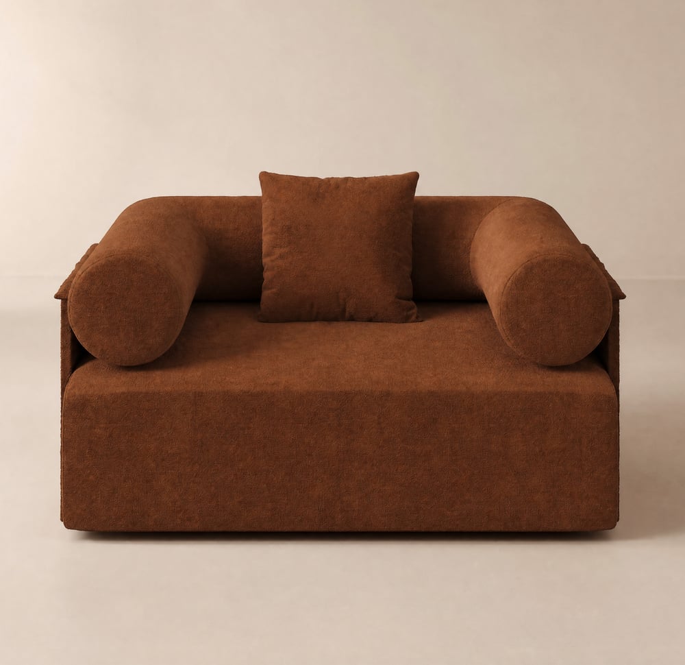 Serene Modern Rust Velvet Lounge Accent Chair window image