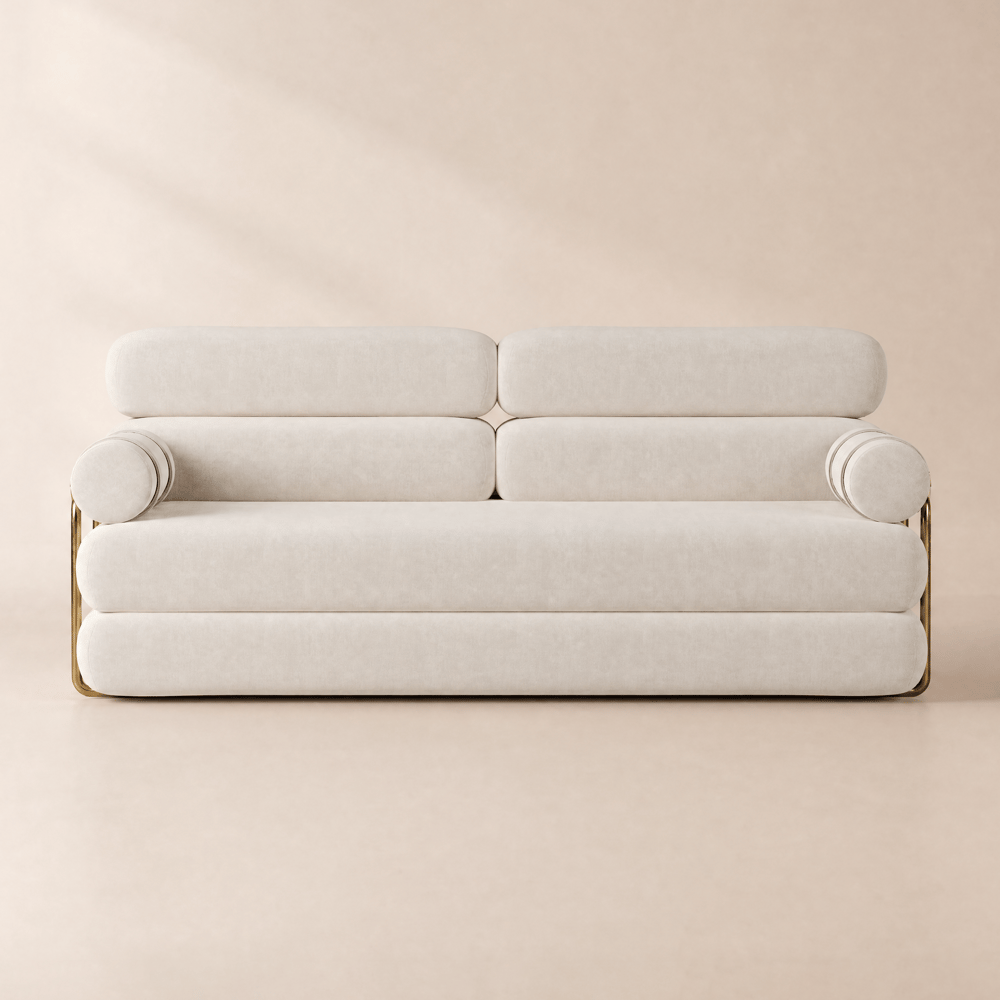205 cm 3-Seater Chenille Velvet 4-in-1 Futon Convertible Sleeper Sofa window image