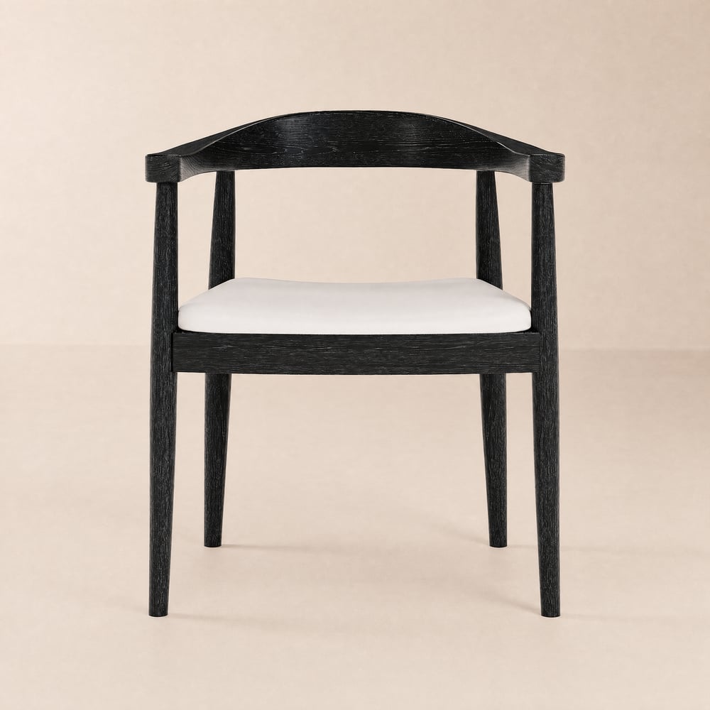 Acurv Black PU Leather Upholstery Dining Chair with Wooden Legs, 1 Piece window image