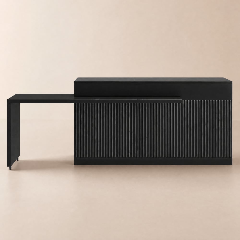 Modern 205 - 270 cm Extendable Matte Sintered Stone Kitchen Island with Storage, Black window image