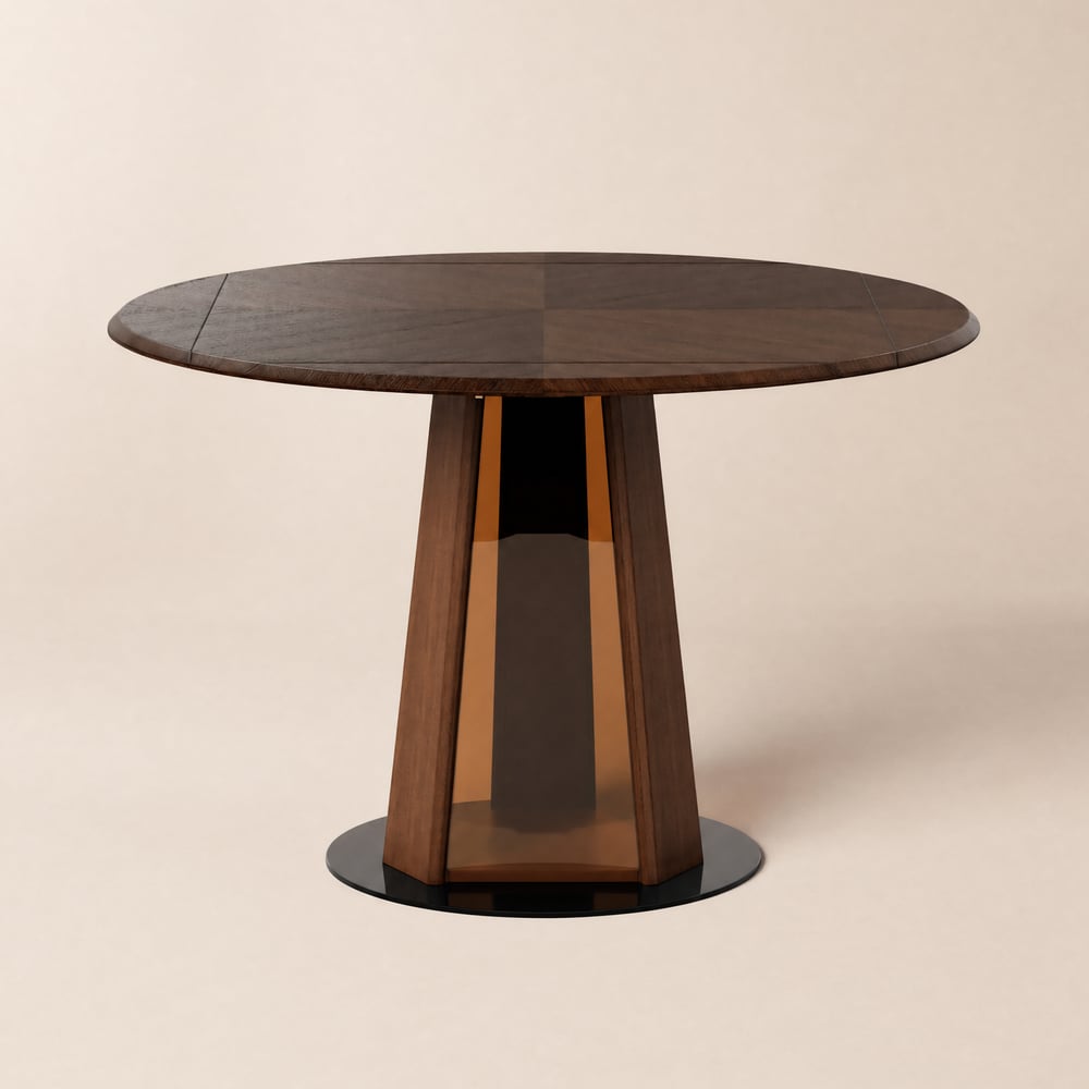 36"-47" Extendable Walnut Wood Dining Table with LED Light, Seats 2-4 window image