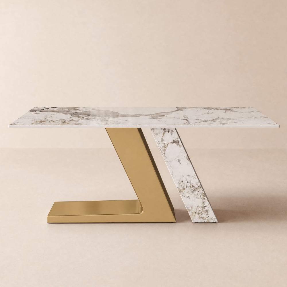 Silexa Modern 220 cm Rectangular Glossy Sintered Stone Dining Table, Seats 8 window image