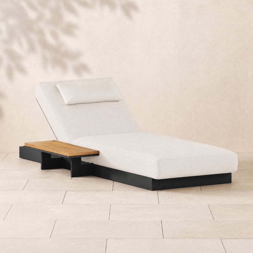 Tevara Outdoor Teak & Aluminium Adjustable Lounge Chaise in White window image
